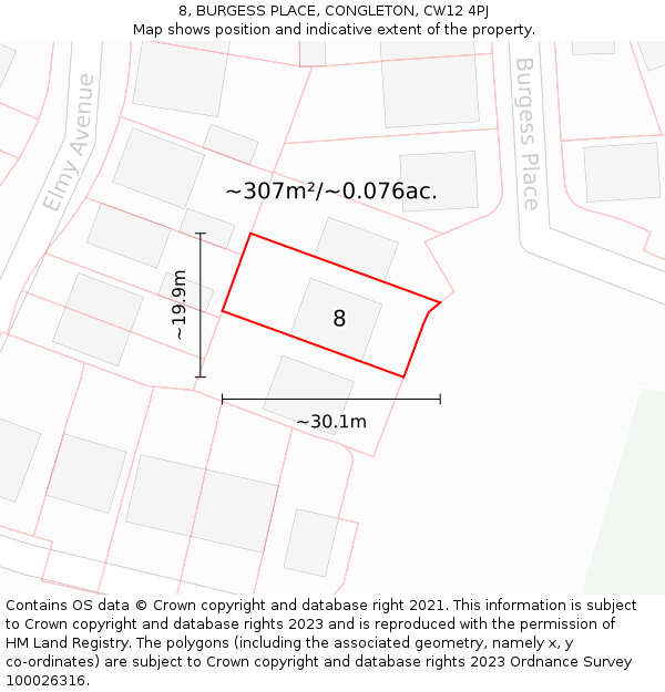 8, BURGESS PLACE, CONGLETON, CW12 4PJ: Plot and title map