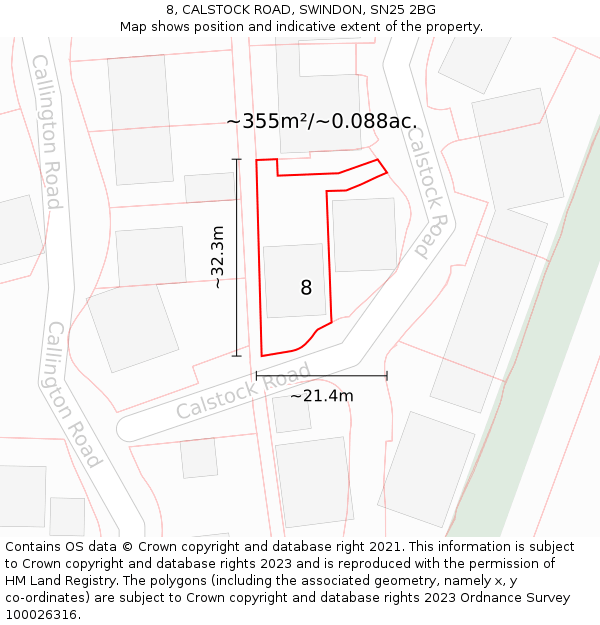 8, CALSTOCK ROAD, SWINDON, SN25 2BG: Plot and title map