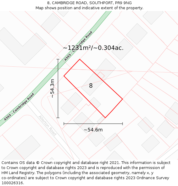 8, CAMBRIDGE ROAD, SOUTHPORT, PR9 9NG: Plot and title map