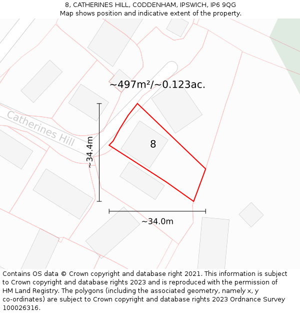 8, CATHERINES HILL, CODDENHAM, IPSWICH, IP6 9QG: Plot and title map