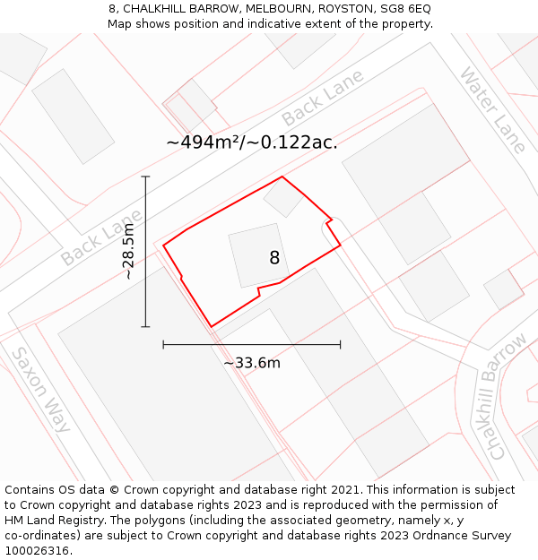 8, CHALKHILL BARROW, MELBOURN, ROYSTON, SG8 6EQ: Plot and title map