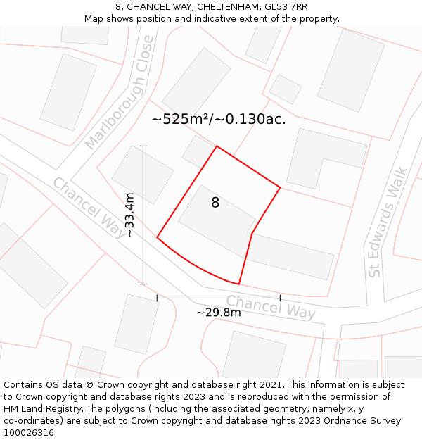 8, CHANCEL WAY, CHELTENHAM, GL53 7RR: Plot and title map