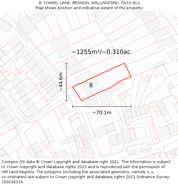 8, CHAPEL LANE, BENSON, WALLINGFORD, OX10 6LU: Plot and title map