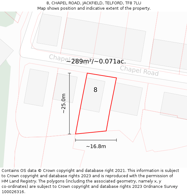 8, CHAPEL ROAD, JACKFIELD, TELFORD, TF8 7LU: Plot and title map