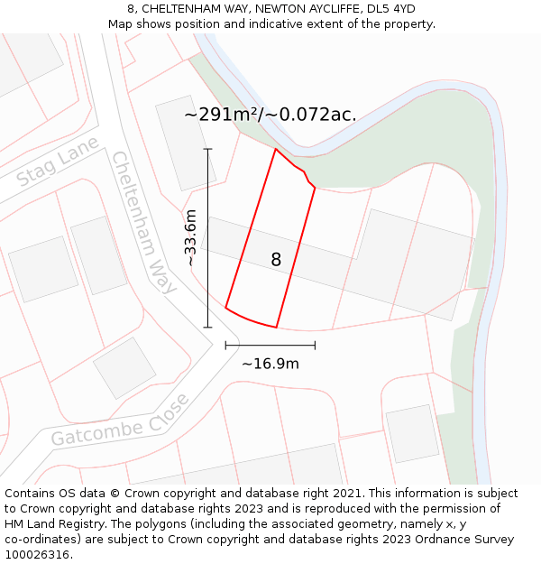 8, CHELTENHAM WAY, NEWTON AYCLIFFE, DL5 4YD: Plot and title map