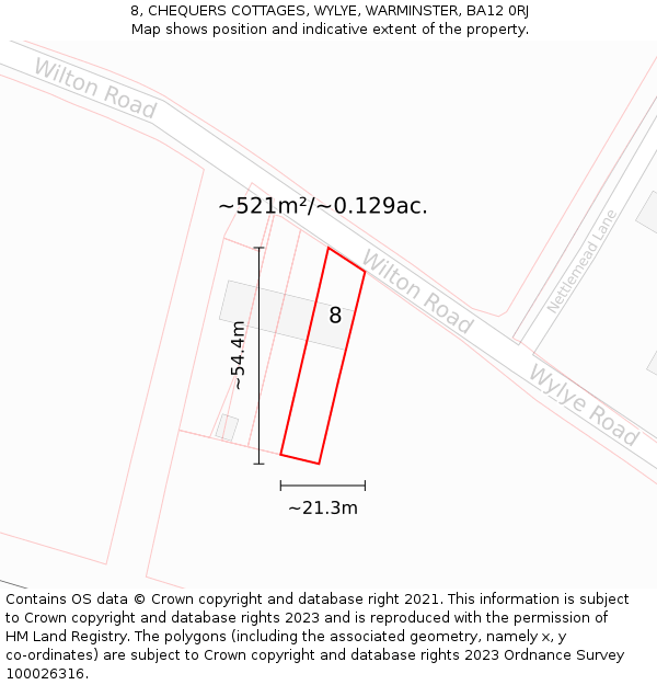 8, CHEQUERS COTTAGES, WYLYE, WARMINSTER, BA12 0RJ: Plot and title map