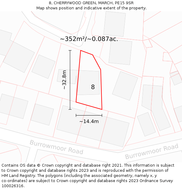 8, CHERRYWOOD GREEN, MARCH, PE15 9SR: Plot and title map