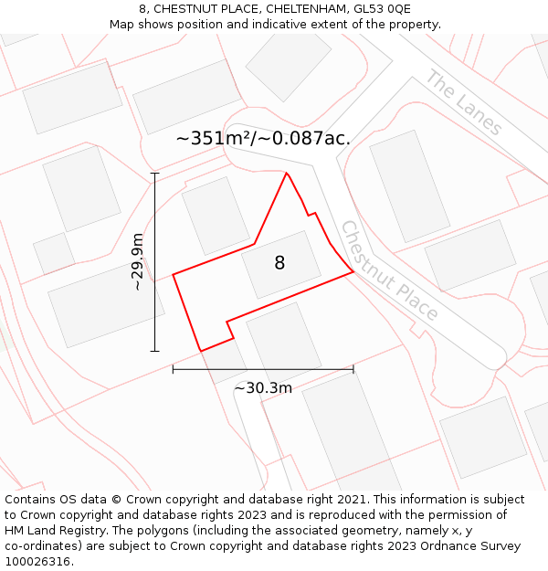 8, CHESTNUT PLACE, CHELTENHAM, GL53 0QE: Plot and title map