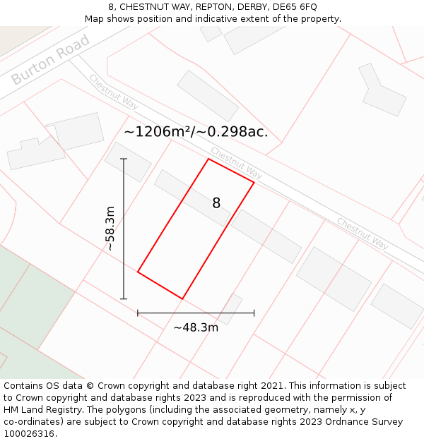 8, CHESTNUT WAY, REPTON, DERBY, DE65 6FQ: Plot and title map