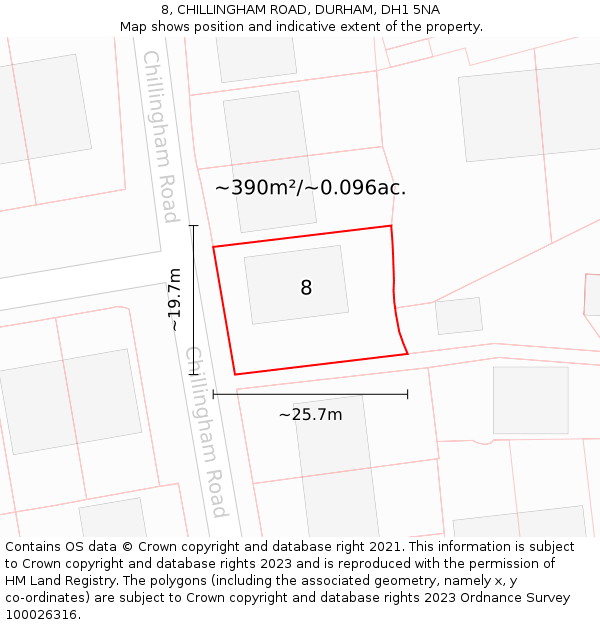 8, CHILLINGHAM ROAD, DURHAM, DH1 5NA: Plot and title map