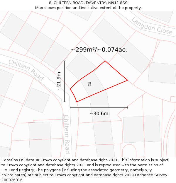 8, CHILTERN ROAD, DAVENTRY, NN11 8SS: Plot and title map