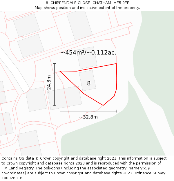 8, CHIPPENDALE CLOSE, CHATHAM, ME5 9EF: Plot and title map