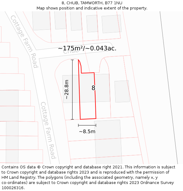 8, CHUB, TAMWORTH, B77 1NU: Plot and title map