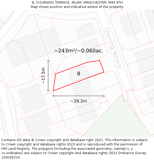 8, CHURNING TERRACE, IRLAM, MANCHESTER, M44 6TH: Plot and title map