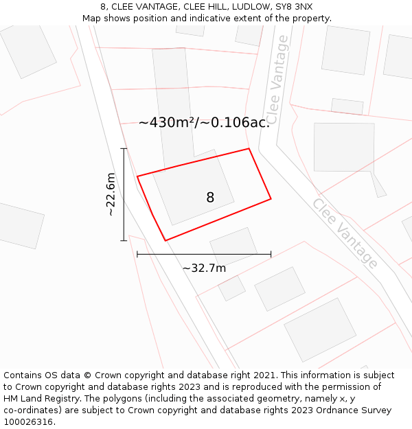 8, CLEE VANTAGE, CLEE HILL, LUDLOW, SY8 3NX: Plot and title map