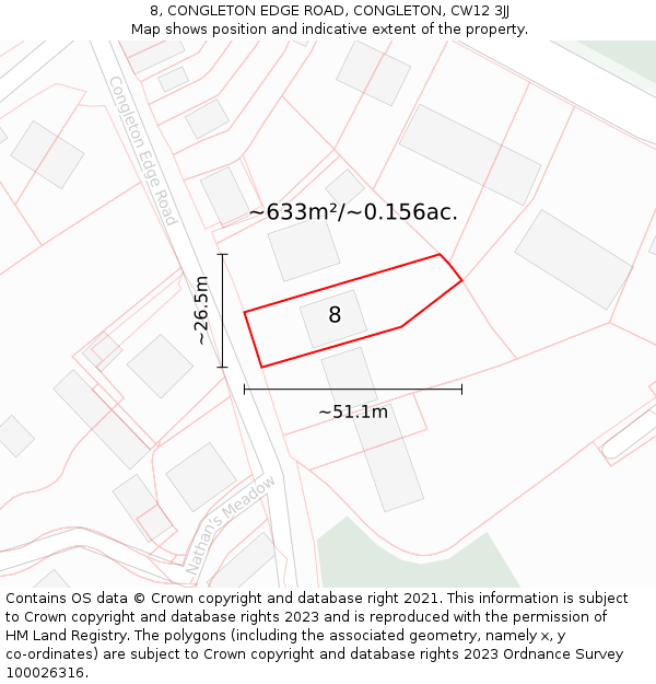 8, CONGLETON EDGE ROAD, CONGLETON, CW12 3JJ: Plot and title map