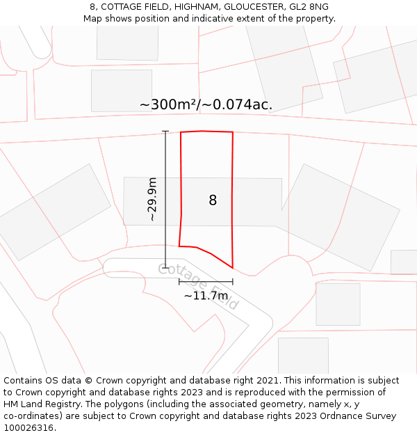 8, COTTAGE FIELD, HIGHNAM, GLOUCESTER, GL2 8NG: Plot and title map