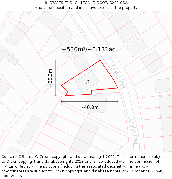 8, CRAFTS END, CHILTON, DIDCOT, OX11 0SA: Plot and title map