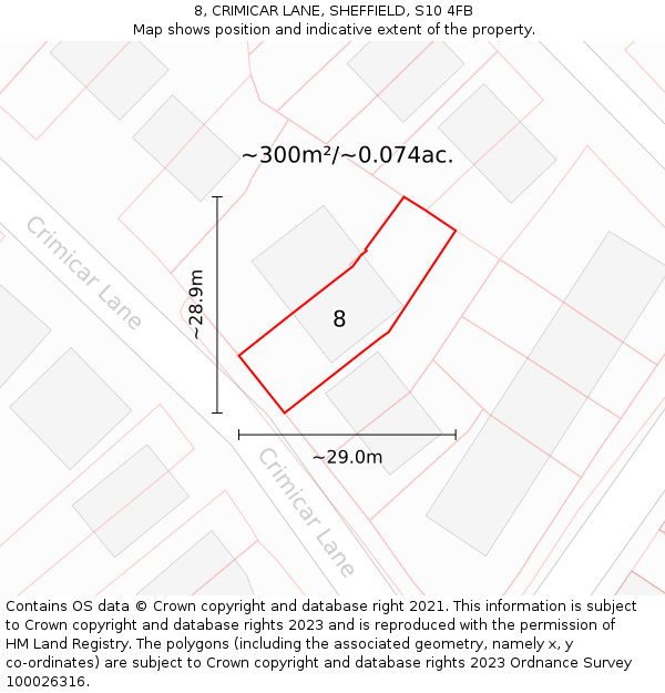 8, CRIMICAR LANE, SHEFFIELD, S10 4FB: Plot and title map