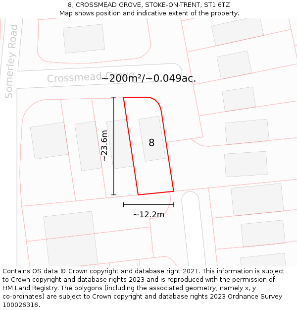 8, CROSSMEAD GROVE, STOKE-ON-TRENT, ST1 6TZ: Plot and title map