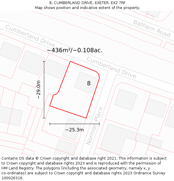 8, CUMBERLAND DRIVE, EXETER, EX2 7RF: Plot and title map