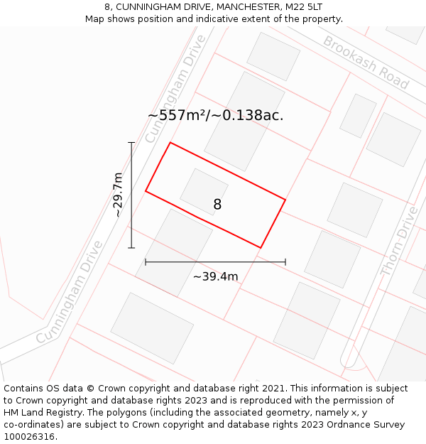 8, CUNNINGHAM DRIVE, MANCHESTER, M22 5LT: Plot and title map