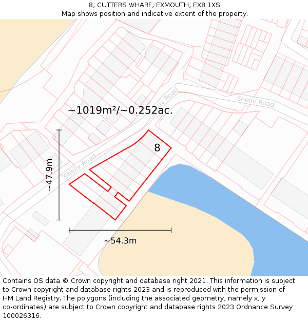 8, CUTTERS WHARF, EXMOUTH, EX8 1XS: Plot and title map