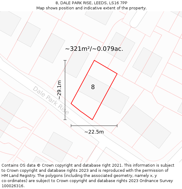 8, DALE PARK RISE, LEEDS, LS16 7PP: Plot and title map