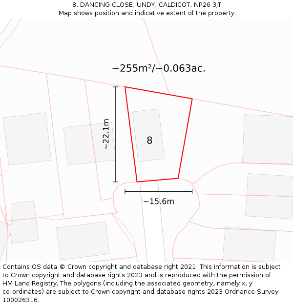 8, DANCING CLOSE, UNDY, CALDICOT, NP26 3JT: Plot and title map