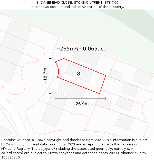 8, DANEMEAD CLOSE, STOKE-ON-TRENT, ST3 7XX: Plot and title map