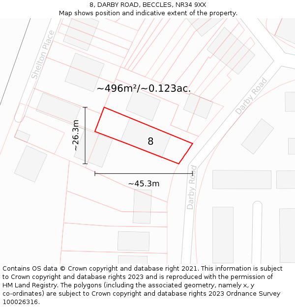 8, DARBY ROAD, BECCLES, NR34 9XX: Plot and title map