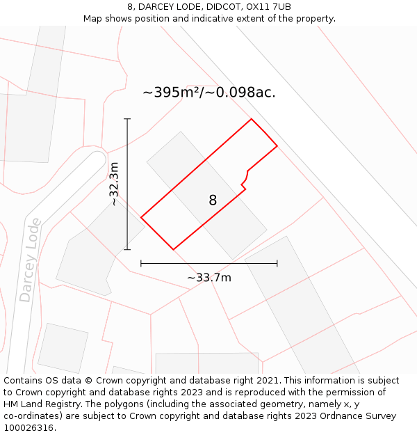 8, DARCEY LODE, DIDCOT, OX11 7UB: Plot and title map