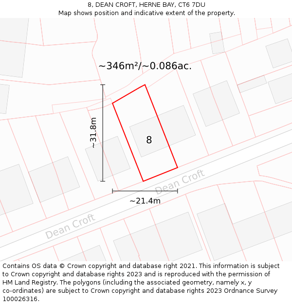 8, DEAN CROFT, HERNE BAY, CT6 7DU: Plot and title map