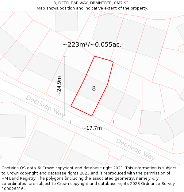 8, DEERLEAP WAY, BRAINTREE, CM7 9FH: Plot and title map