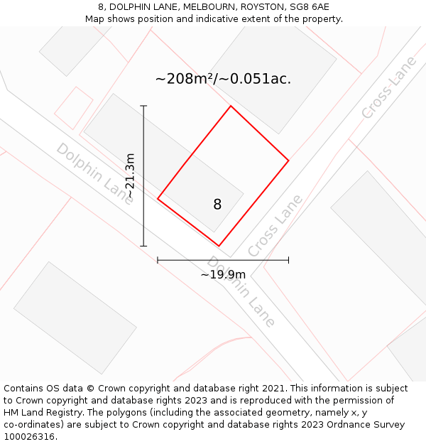 8, DOLPHIN LANE, MELBOURN, ROYSTON, SG8 6AE: Plot and title map