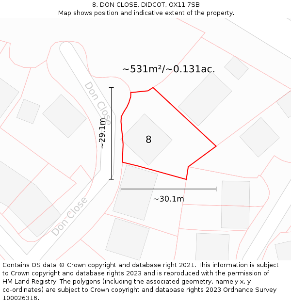 8, DON CLOSE, DIDCOT, OX11 7SB: Plot and title map