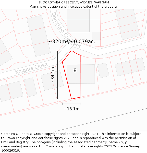 8, DOROTHEA CRESCENT, WIDNES, WA8 3AH: Plot and title map