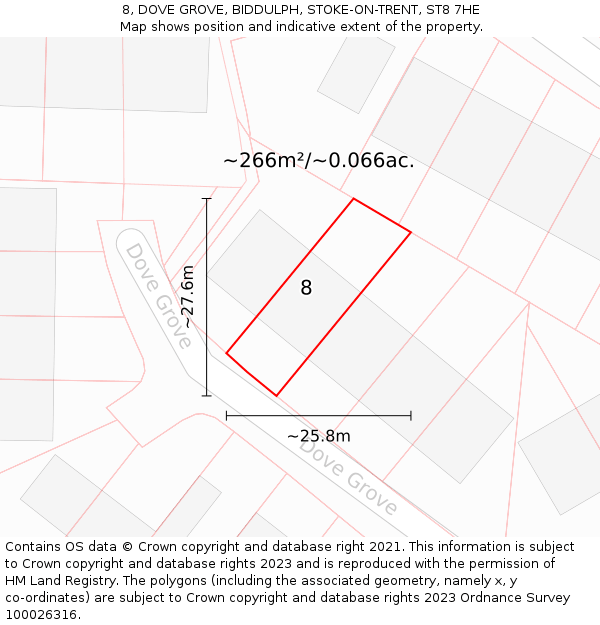 8, DOVE GROVE, BIDDULPH, STOKE-ON-TRENT, ST8 7HE: Plot and title map