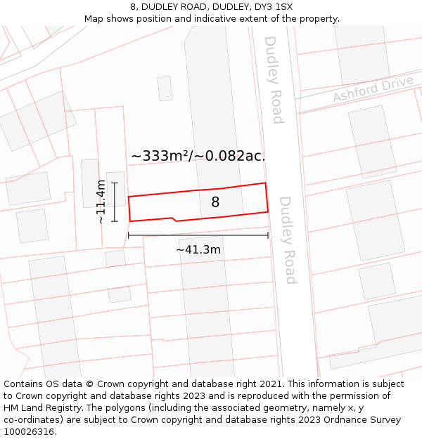 8, DUDLEY ROAD, DUDLEY, DY3 1SX: Plot and title map