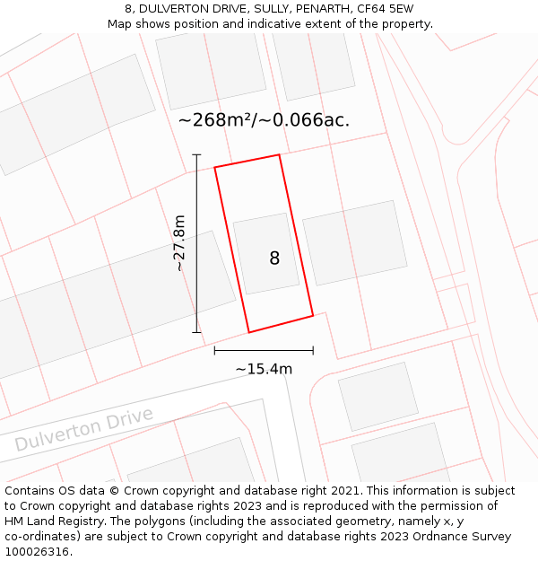 8, DULVERTON DRIVE, SULLY, PENARTH, CF64 5EW: Plot and title map