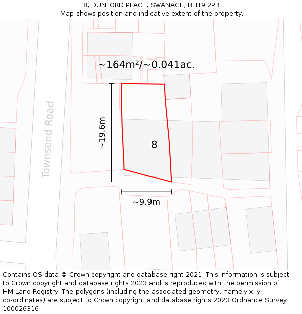 8, DUNFORD PLACE, SWANAGE, BH19 2PR: Plot and title map