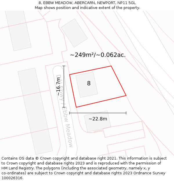 8, EBBW MEADOW, ABERCARN, NEWPORT, NP11 5GL: Plot and title map