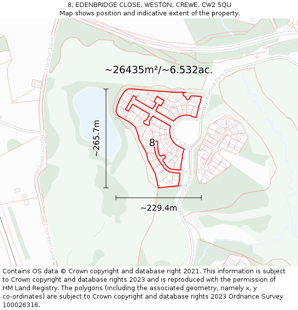 8, EDENBRIDGE CLOSE, WESTON, CREWE, CW2 5QU: Plot and title map