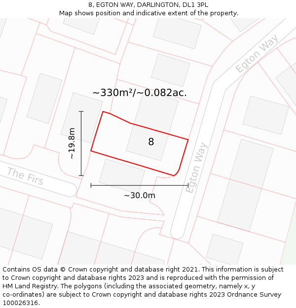 8, EGTON WAY, DARLINGTON, DL1 3PL: Plot and title map