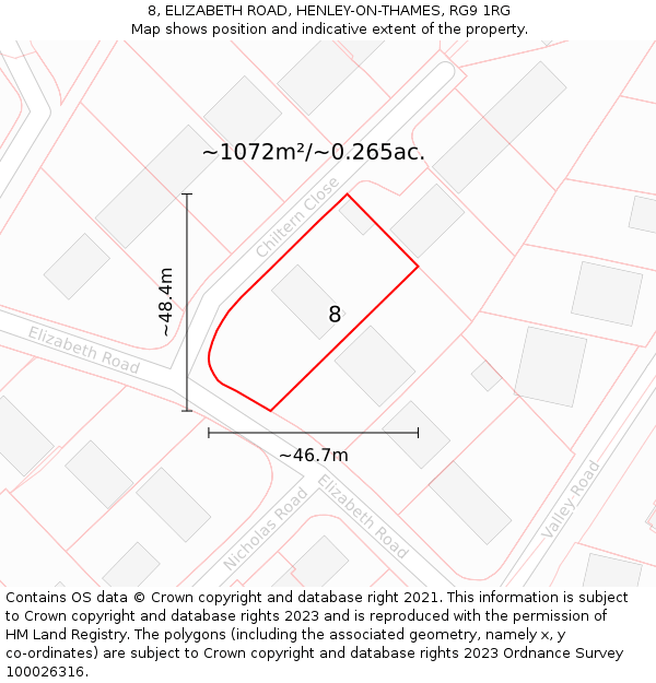 8, ELIZABETH ROAD, HENLEY-ON-THAMES, RG9 1RG: Plot and title map