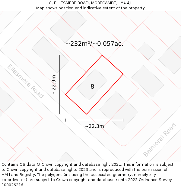 8, ELLESMERE ROAD, MORECAMBE, LA4 4JL: Plot and title map