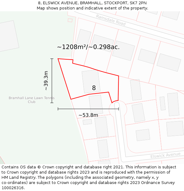 8, ELSWICK AVENUE, BRAMHALL, STOCKPORT, SK7 2PN: Plot and title map