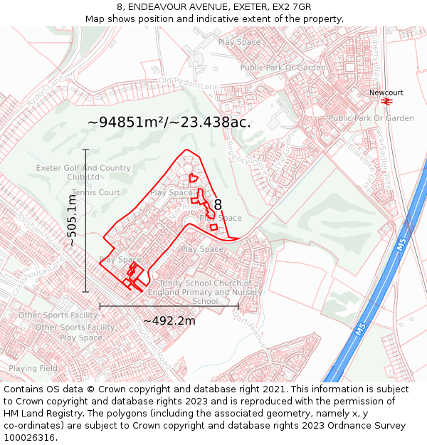 8, ENDEAVOUR AVENUE, EXETER, EX2 7GR: Plot and title map