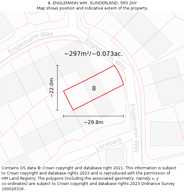 8, ENGLEMANN WAY, SUNDERLAND, SR3 2NY: Plot and title map