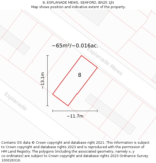 8, ESPLANADE MEWS, SEAFORD, BN25 1JN: Plot and title map